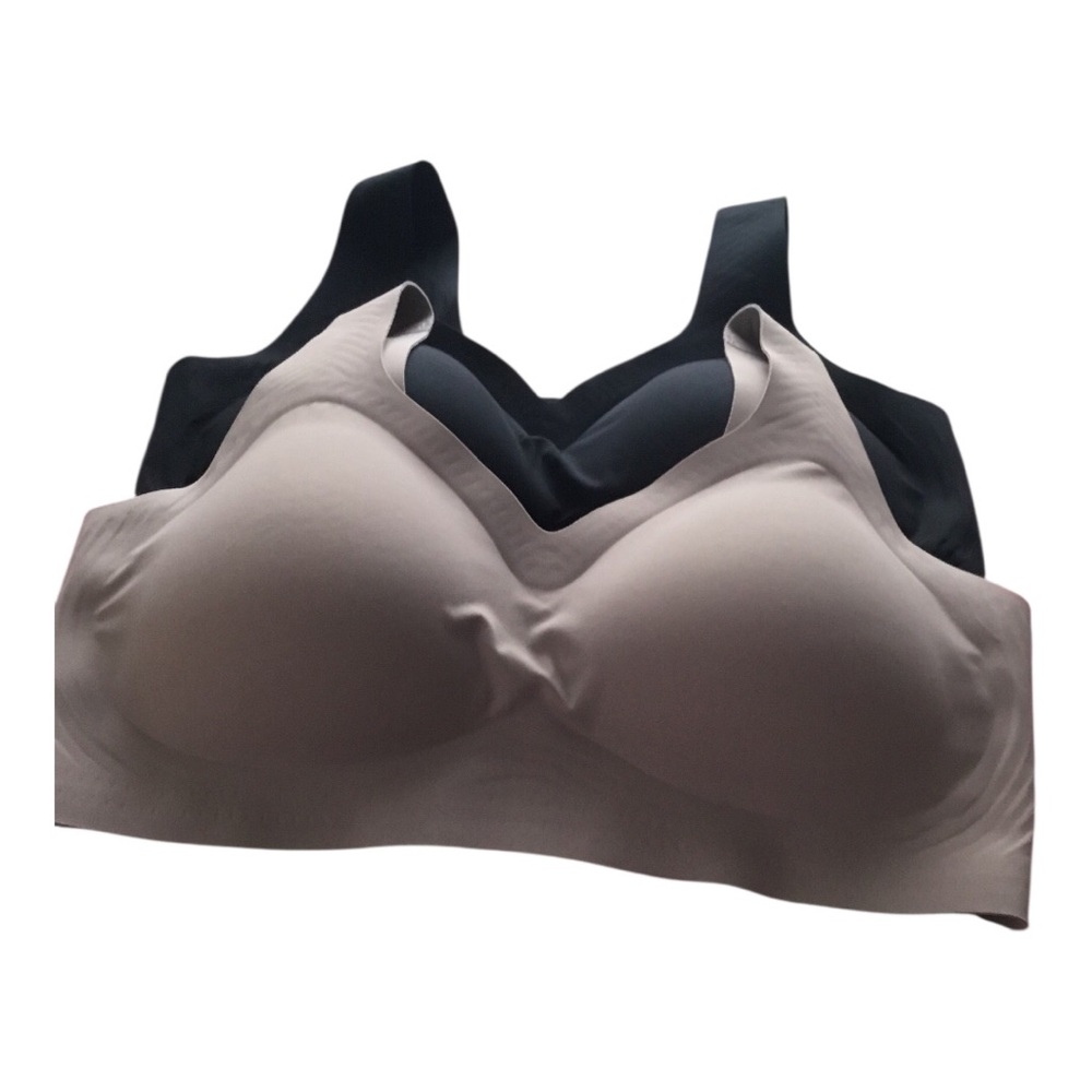 Plus Size Seamless T Shirt Bras - Black and Taupe